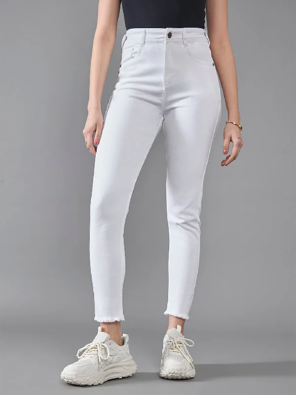 Shorts Jeans for Hot Days -CHASEstretch™ Women's White Skinny High Rise Cropped Denim Jeans