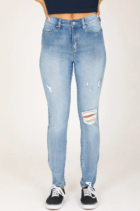 Jean Skirts for Feminine -Stevie High Rise Skinny Jeans - Blooming Blue