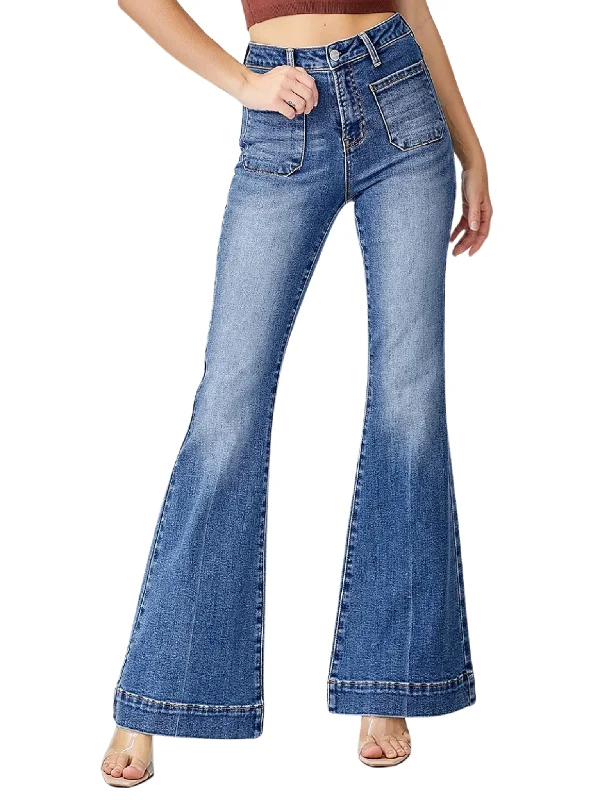 Dark wash straight jeans for sharp appearances -Find Your Path Bell Bottom Jeans