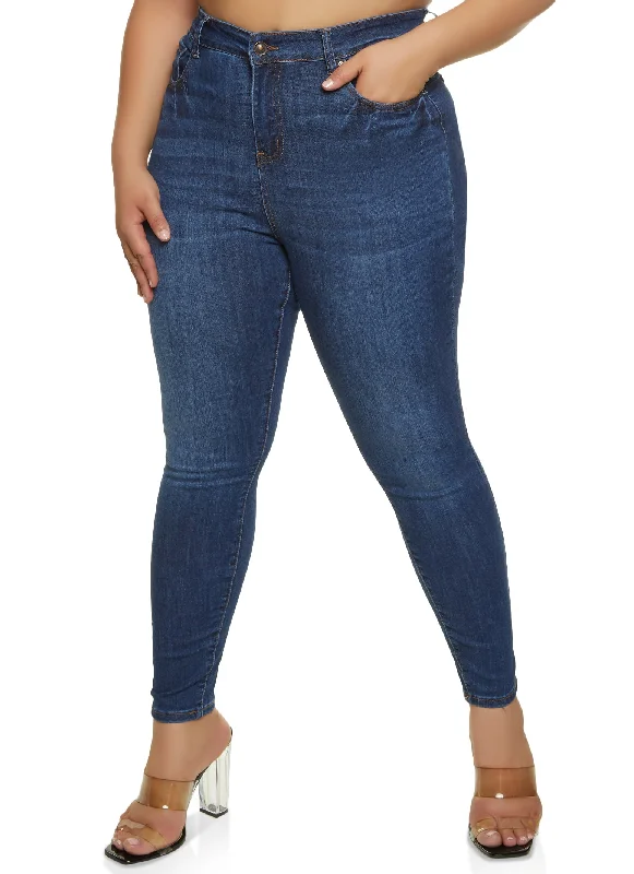 Tapered Jeans for Modern -Plus Size WAX High Waist Whiskered Skinny Jeans