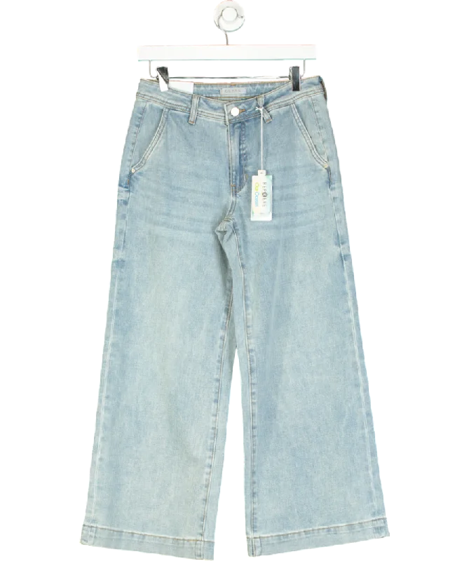 Vintage wash straight jeans for retro cool -Guess Blue Jeans Wide Leg A Vita Media W27