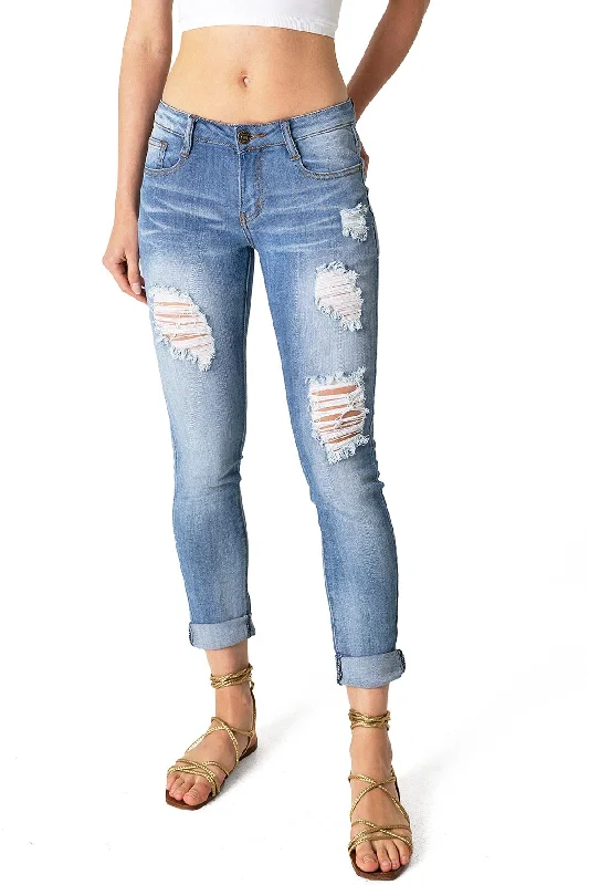 Wrap Skirt Jeans for Versatile -Mila Mid-Rise Crop Skinnys