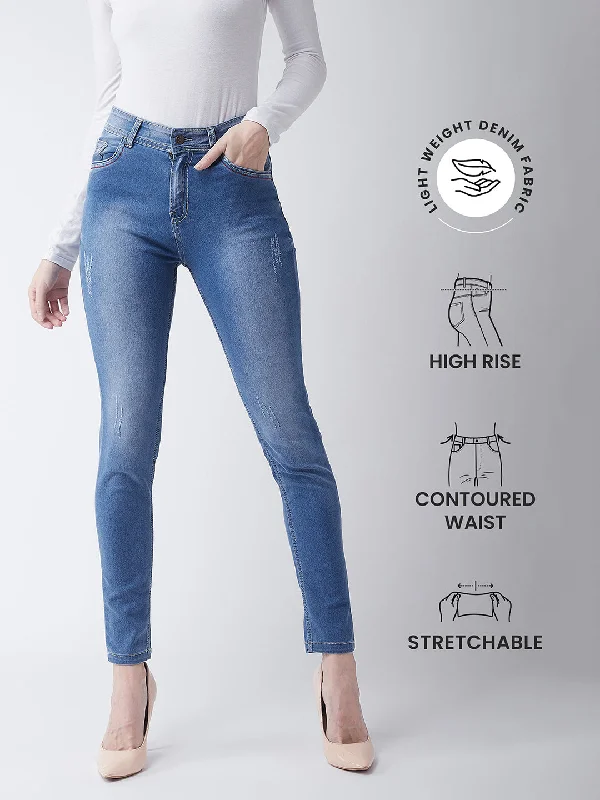 School Jeans for Uniform -CHASEstretch™ Women's Blue Skinny Fit High Rise Denim Jeans