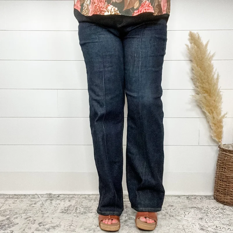 Breathable straight jeans for hot summer days -Judy Blue "Sky High" Wide Leg Jeans