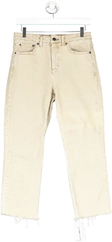 Breathable straight jeans for hot summer days -Topshop Beige Straight Leg High Rise Jeans W28