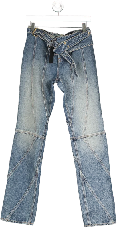 Bold straight jeans with unique hem details -h:ours Blue Katya Pant W27