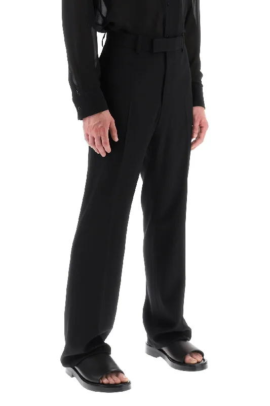 Tailored slim pants for polished business looks -panama wool trousers