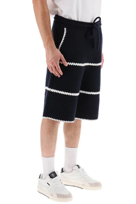 Athletic shorts for men with moisture-wicking properties for a fresh workout-wool knit shorts with contrasting trims