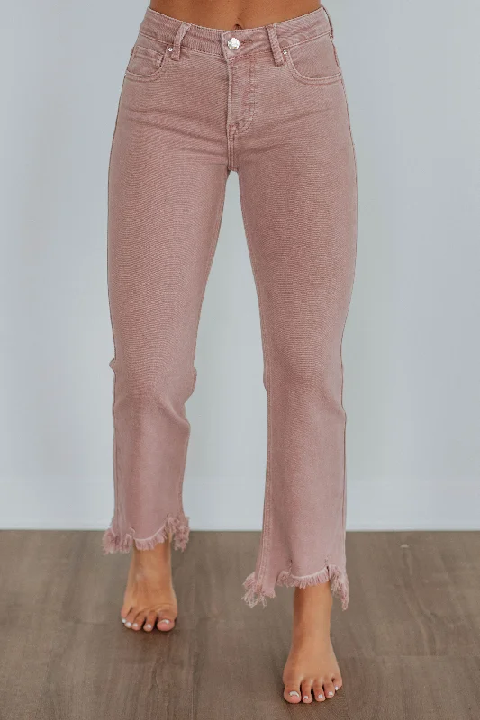 Lightweight jogger pants for summer evening strolls -Neona Risen Jeans - Mauve