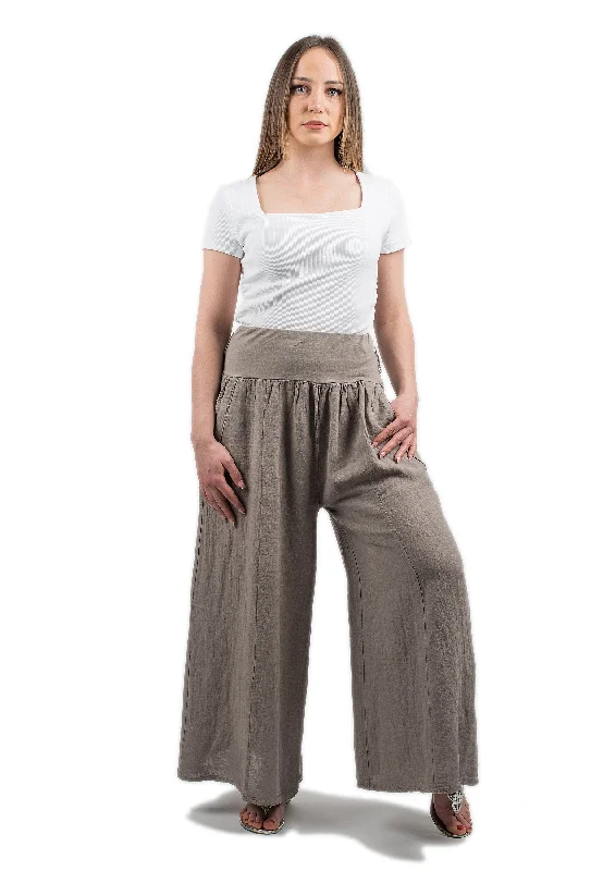 Stretchy skinny pants for figure-hugging appeal -Palazzo trousers 100% linen