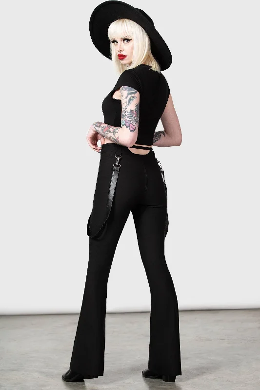 Versatile black pants for any occasion pairing -Cutout Bondage Trousers