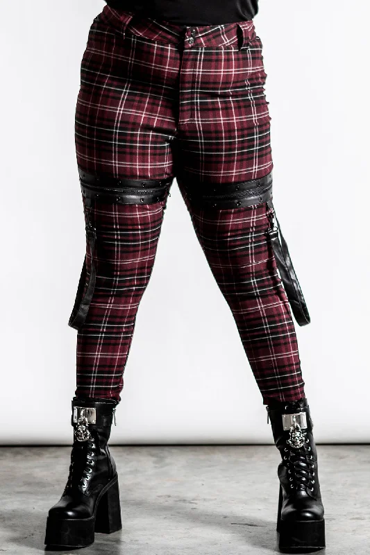 Tailored slim pants for polished business looks -Dead Resistance Skinny Trousers [BLOOD TARTAN] [PLUS]