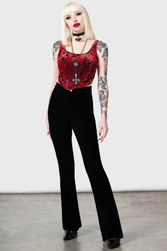 Tailored wool pants for sharp winter dressing -Thena's Thistle Velvet Bootcut Trousers