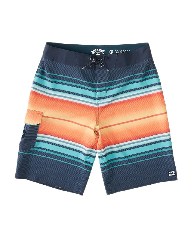 Trendy printed shorts for men with tropical patterns for a fun summer look-Billabong Boys' All Day Stripe Pro Performance 16" Boardshorts