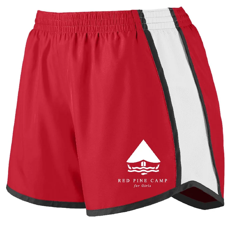 Trendy denim shorts for women with distressed details for an edgy, modern look-Red Pine Camp Running Shorts