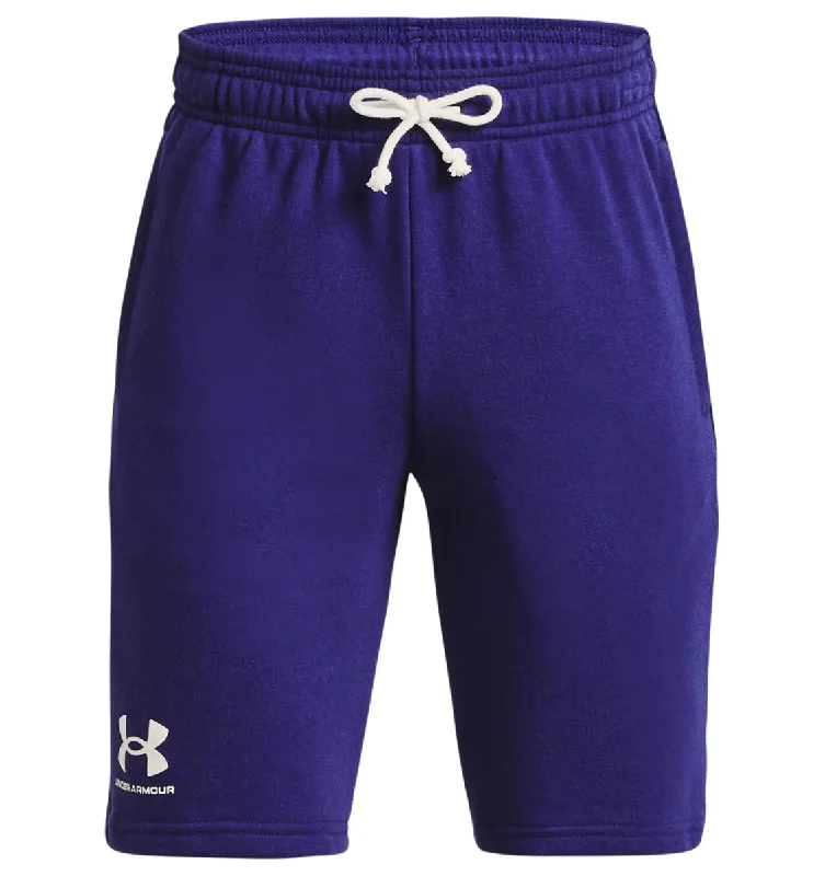 Classic black shorts for men with versatile design for any casual or formal setting-Under Armour Boys' Rival Terry Shorts