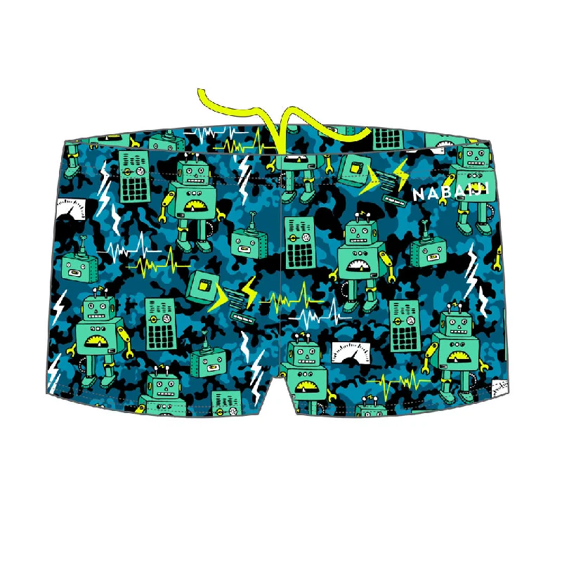 Stylish floral print shorts for men with tropical patterns for a fun, vacation-ready look-Boy’s fitib swimming shorts - all robot