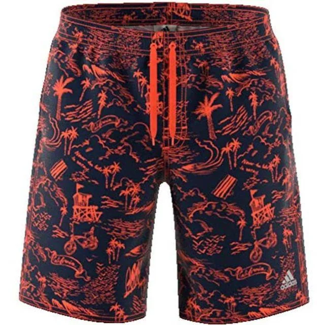 Best running shorts for men with a lightweight design for optimal movement and comfort-Adidas Boys' Swim Graphic Swim Shorts Swimwear Legend Ink/True Orange DQ3030