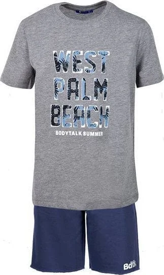 Trendy striped shorts for men with a contemporary pattern for a modern fashion statement-Bodytalk Tshirt&Shorts Boys Lifestyle Set Grey Mel 1191-752499-54680