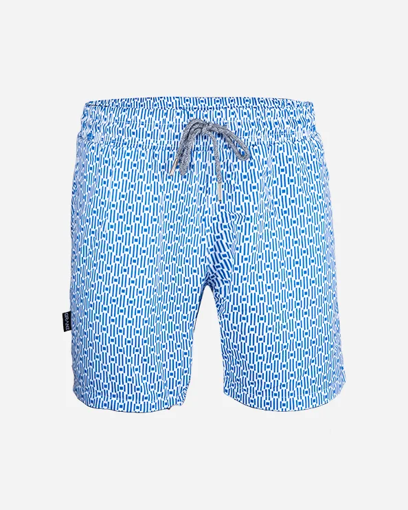 Trendy patterned shorts for women with floral prints for a chic summer look-Top Ten Men Beach Swim Shorts White/Blue 672