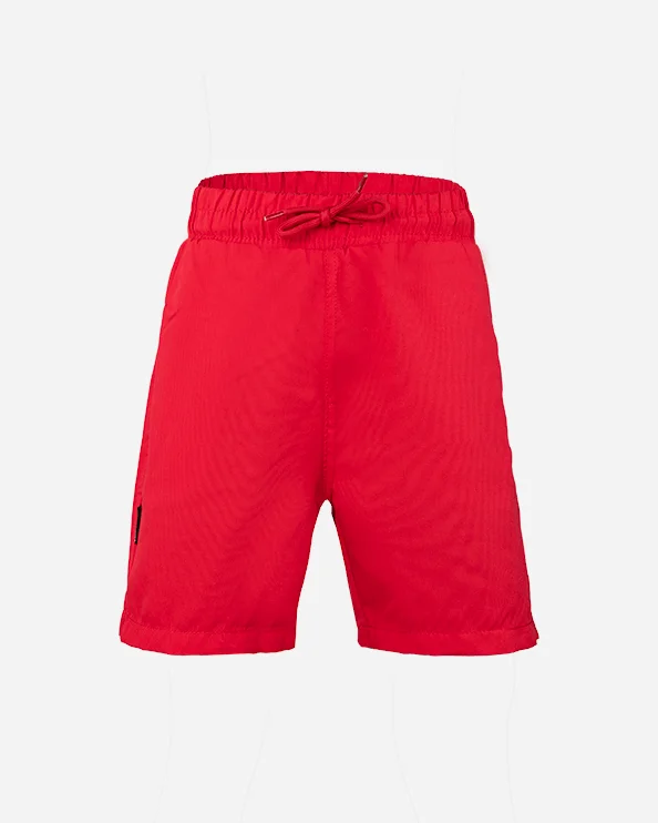 Trendy printed shorts for men with tropical patterns for a fun summer look-Top Ten Plain Boys Beach Swim Shorts Red 0061