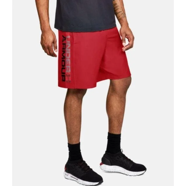 Comfortable lounge shorts for men with soft fabrics for relaxation after a long day-Under Armour Woven Graphic Wordmark Shorts Men Training Short Red Ua1320203-600