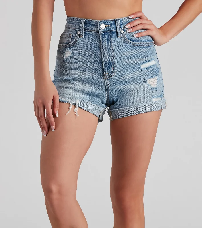 Best shorts for camping with durable fabrics and multiple pockets for convenience-Meli Mid-Rise Cuff Denim Shorts By Windsor Denim