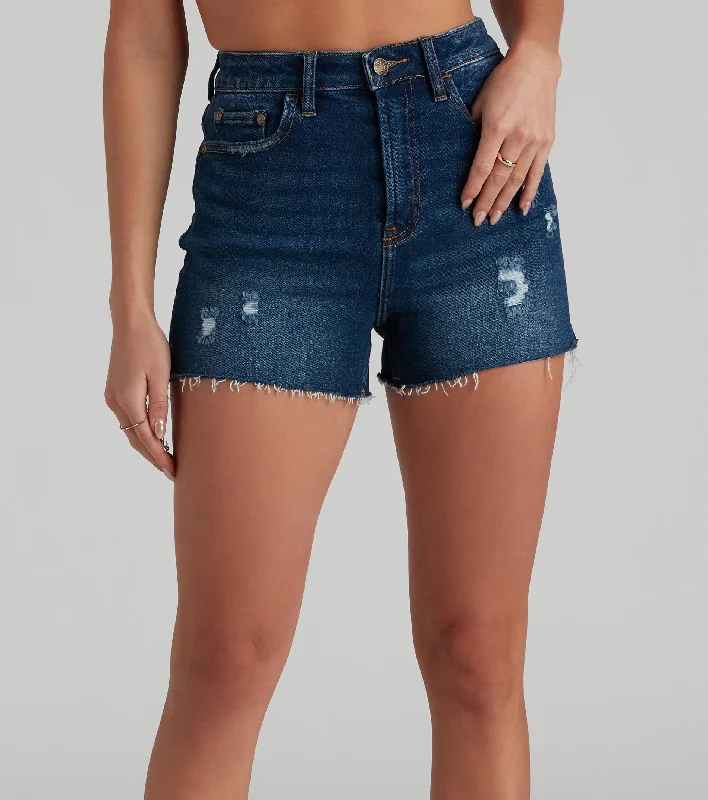 Best bike shorts for women with padded seats for a smooth ride and comfort-Remy High Rise Distressed Shorts By Windsor Denim