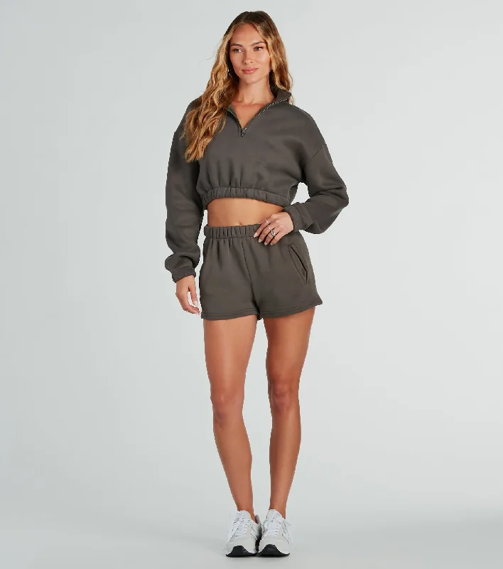 Comfortable fleece shorts for women with cozy lining for warmth on chilly days-Weekend Loading High-Rise Fleece Shorts